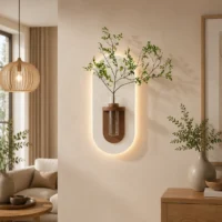 ⁦إطار ديكور عصري مضيء مع وعاء نباتات مدمج⁩ - الصورة ⁦2⁩